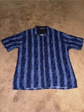 Paradise Collection Men's Casual Short-Sleeve Button-Down Shirt in Navy Blue XXL